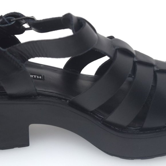 WINDSOR SMITH Lily Black Leather 90s Chunky Platform Block Heel Sandals - Picture 6 of 16
